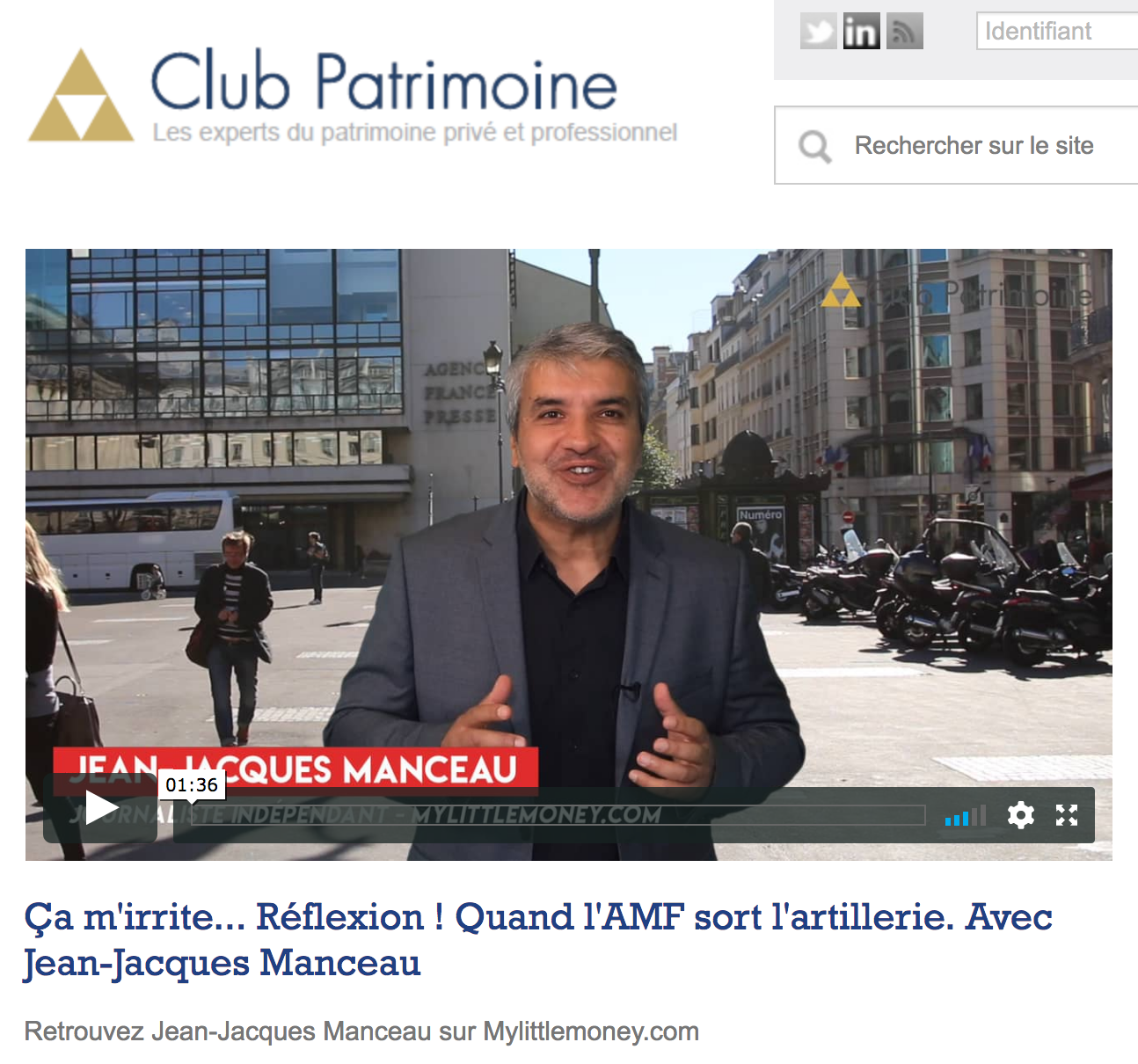 « L&rsquo;AMF sort l&rsquo;artillerie »…ma chronique hebdo dans Club Patrimoine